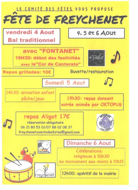 Fête de Freychenet du 4 au 6 août 2023